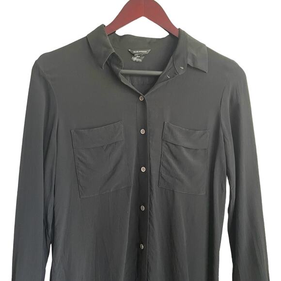 Club Monaco Silk Blend Button Top S Mixed Media Whimsygot Witchy Dark Romantic - Picture 7 of 10